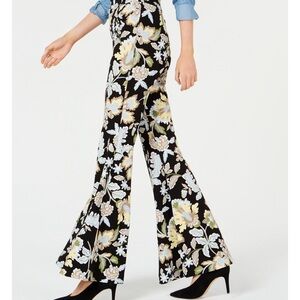 INC International Concepts Black Floral Flare Pants Size 4 New without tags